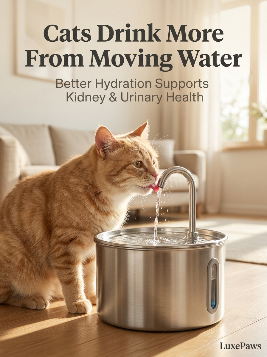 LuxePaws 2L Stainless Steel Cat Water Fountain