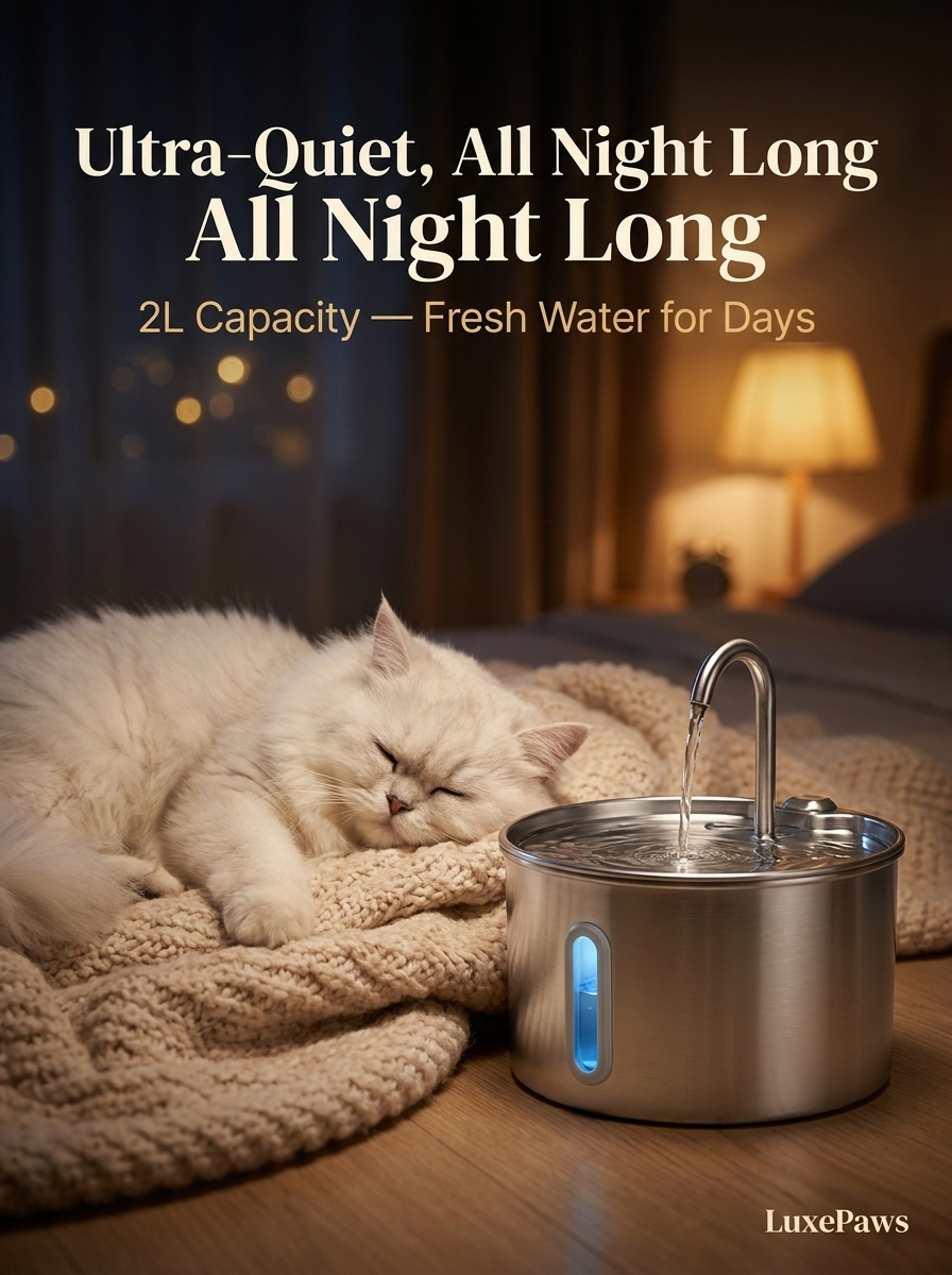 LuxePaws 2L Stainless Steel Cat Water Fountain
